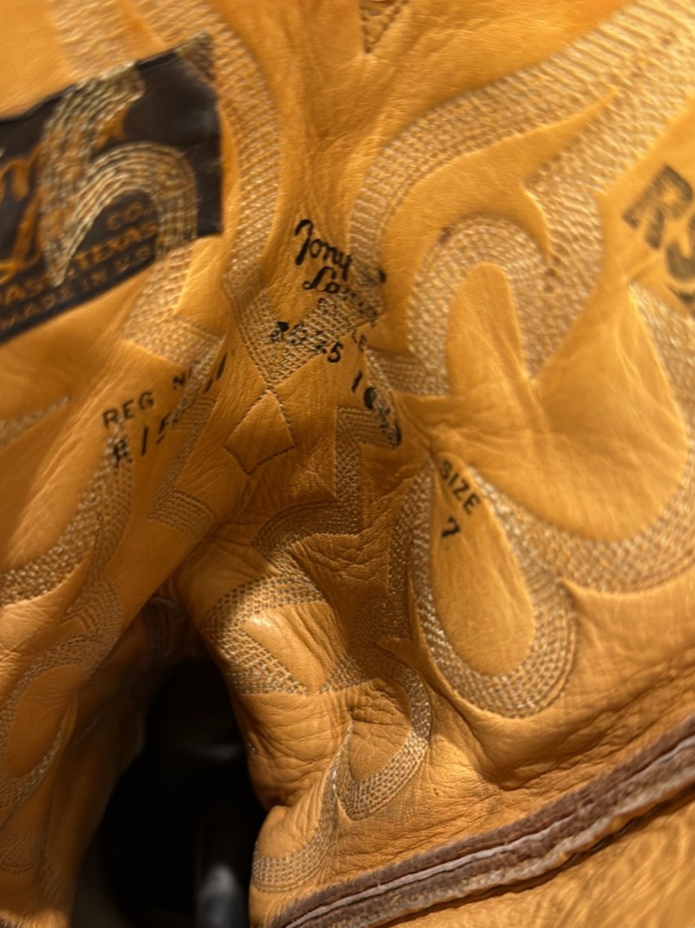 Tony Lama Brown Leather Exotic-Textured Cowboy Boots - Picture 7 of 8